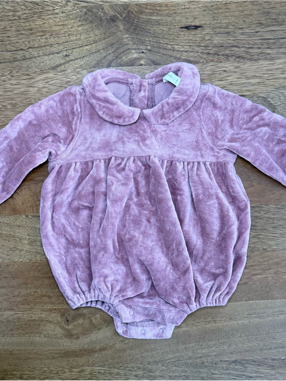 Quincy Mae Dusty Rose Velour Bubble Romper - Size 0-3 Months